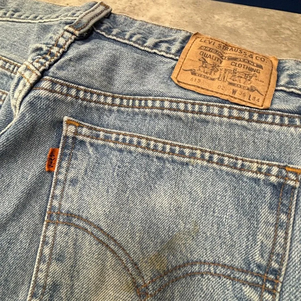 Levi's 615 Jeans Mens 35x30 Light Wash Orange Tab Vintage Straight Leg